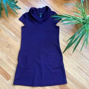 Purple vintage-style stand collar dress